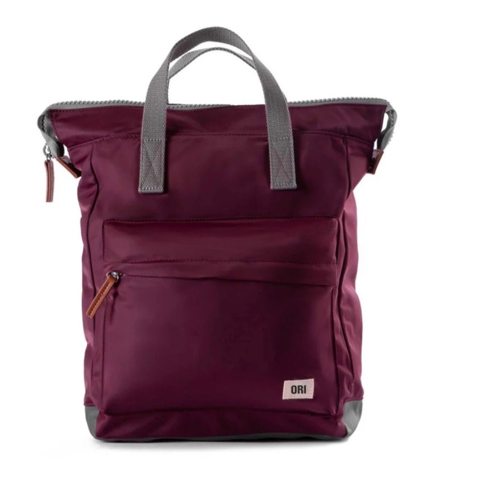 ORI LONDON City Backpack bag Medium size Recycled Nylon in PLUM color